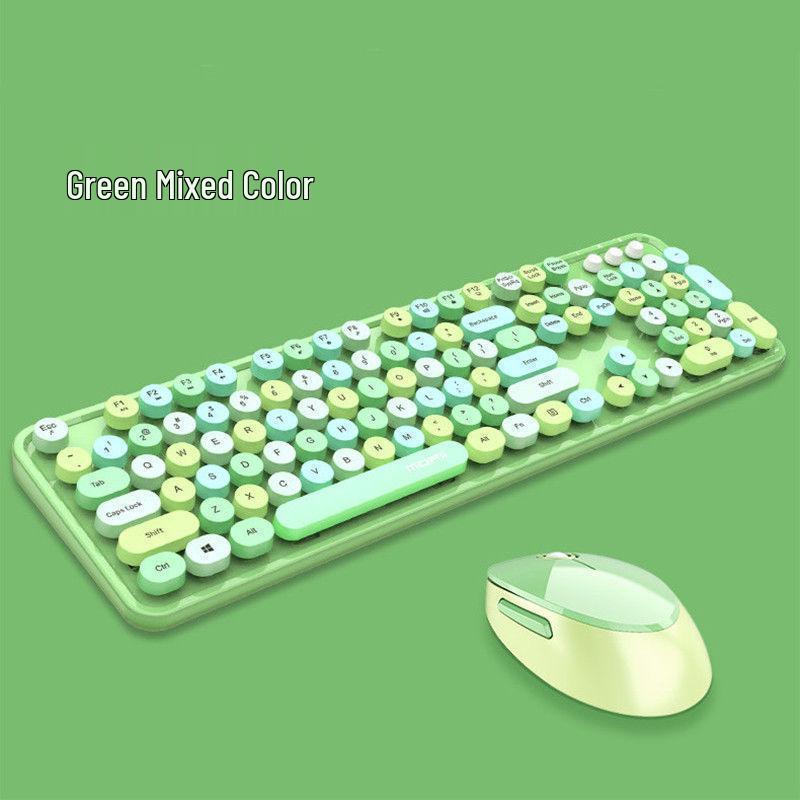 Skyreach Cute Punk Colorful Lipstick Wireless Keyboard & Mouse Set for Girls’ Office