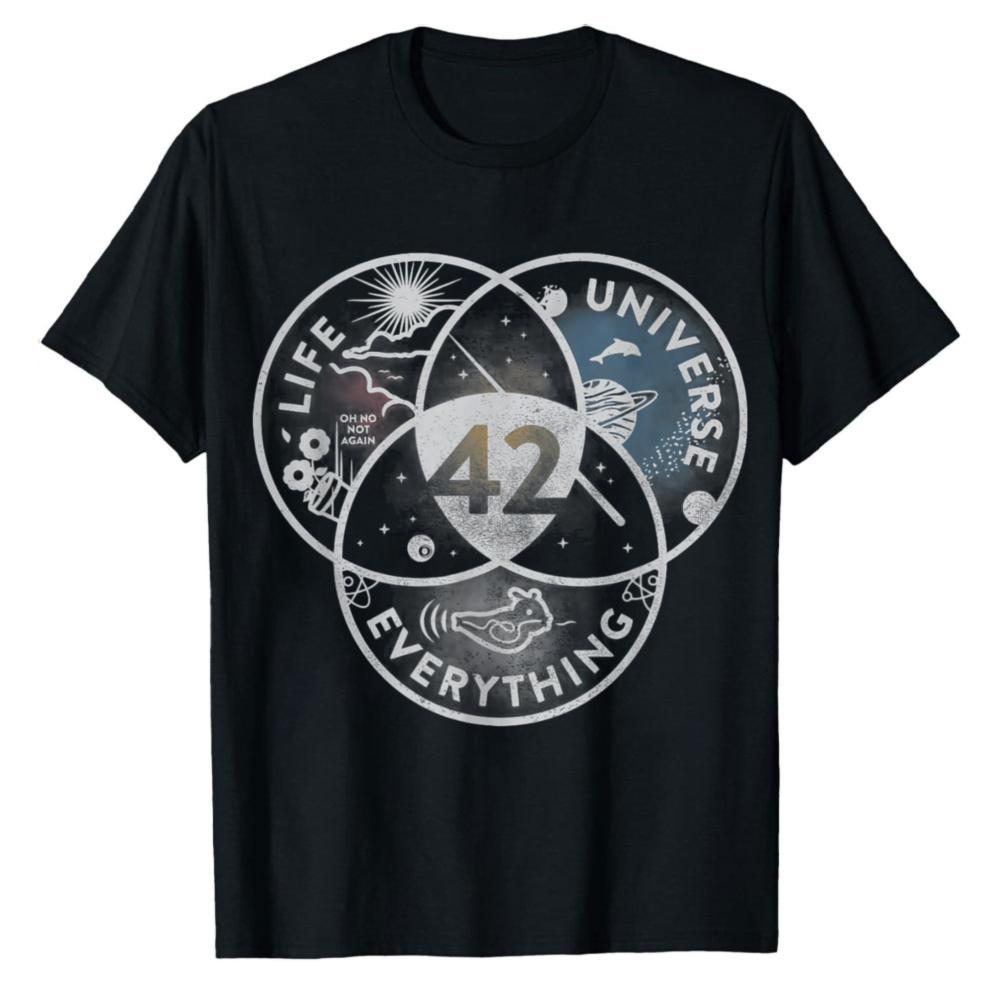 Distressed Hitchhikers Guide To The Galaxy Venn Diagram Life The Universe and Everything 42 Life Casual Style Graphic TShirt