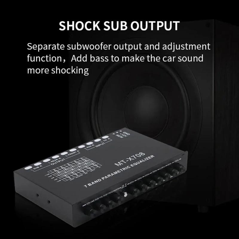 High Performances 7 Band Car Equalizer with Parametric Control and Subwoofer Output for Superior Stereo Sound Experience