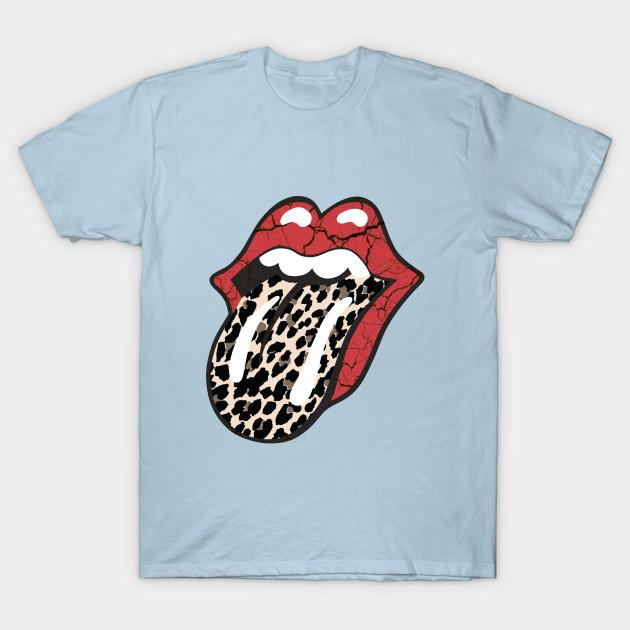 T Shirt Fashion Cheetah Tongue Red Lips 