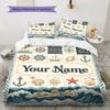 Custom Name,Nautical Ocean Pattern Bedding Home Decoration Birthday Gift ( 1 Duvet Cover + 2 Pillowcase, Without Core),fan Merchandise.