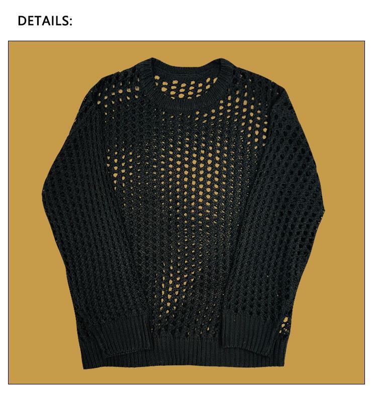 Men's Summer Knitwear: Trendy Long Sleeve Fishnet Cardigan for Sun Protection