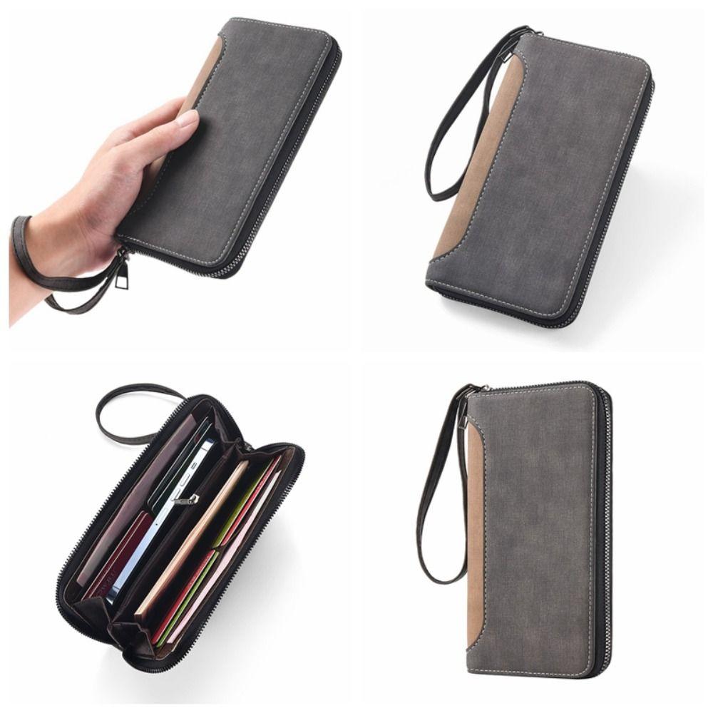 Zipper Business Clutch Bag Leather Men Card Holder Fashion Long PU Wallet  Unisex
