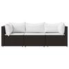 Vidaxl 3-Cz. Garden Lounge Set, Cushions, Brown, Poly Rattan