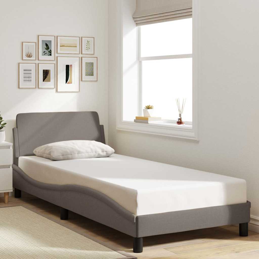 Vidaxl Rama Łóżka Z Zagłówkiem Bez Materaca, Taupe, 90X190 Cm, Tkaniną