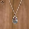Boho Stil Silberkettchen Tropfenförmiger Kristall Edelstein Anhänger für Hochzeiten Partys Damenschmuck Chakra Design