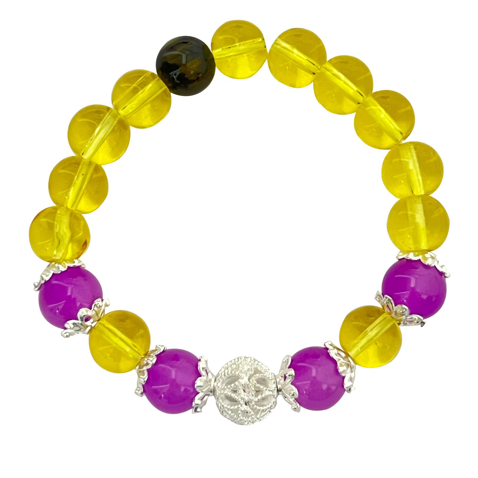 

10mm Beaded Stretch Bracelet Handmade Round Glass Stone Bracelets for Women