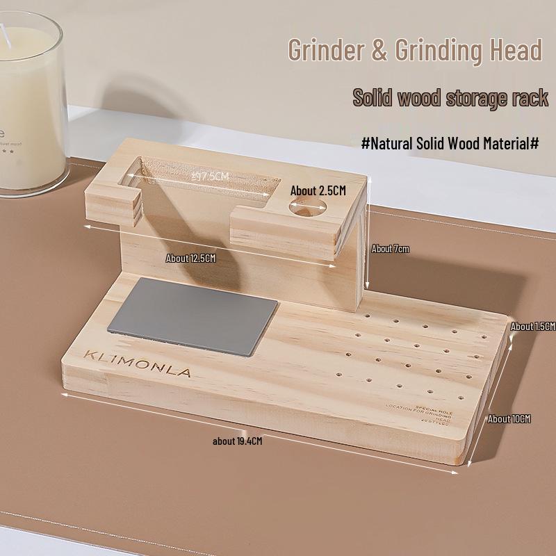 

Подставка для полировальной машинки для ногтей: Минималистичный дизайн из необработанного дерева и новый бокс для хранения полировальных головок