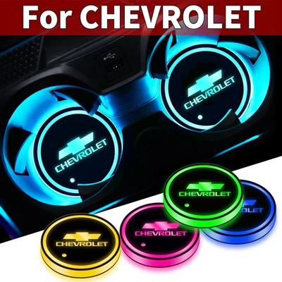 Car LED Cup Pad Bottle Coasters Cup Mat Interior Atmosphere Decoration Lamp For Captiva Colorado Cruze Spark Malibu