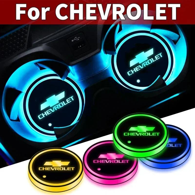 Car LED Cup Pad Bottle Coasters Cup Mat Interior Atmosphere Decoration Lamp For Chevrolet Captiva Colorado Cruze Spark Malibu