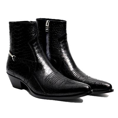 Bottes Chelsea de Commerce Électronique Transfrontalier Européen et Américain: Style High Street Homme Bout Pointu Cuir Véritable Imprimé Serpent.