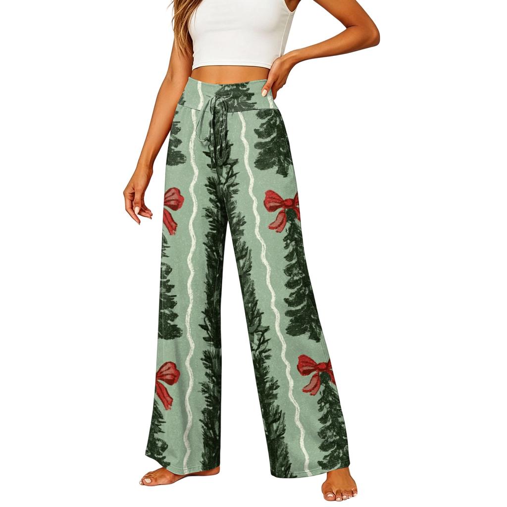 Women's Elastic Waist Casual Straight Leg Pants with Pockets for Everyday Wear