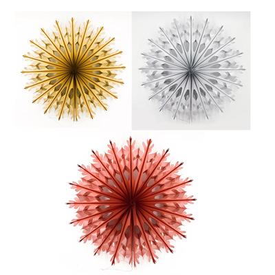 18 Inches Snowflakes Flower Fan With Aluminized Film Plastic Hollow Out Fold For Christmas Party Backdrop Shopwindow Decoration Supplies