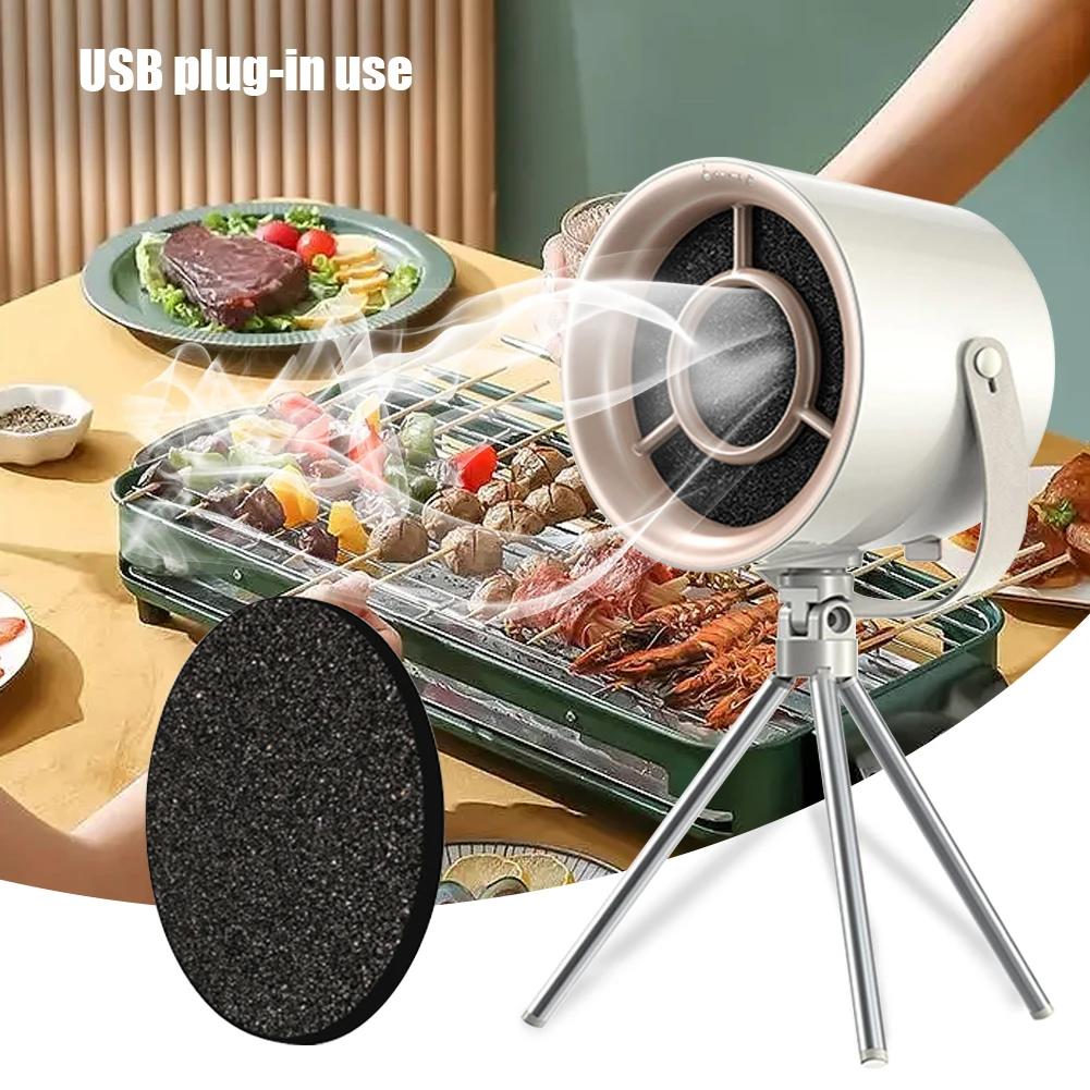 Desktop Range Hood Small Cooker Hood Large Suction USB Charging Portable Exhaust Fan with Filter 3 Gear for Indoor BBQ Hot Pot