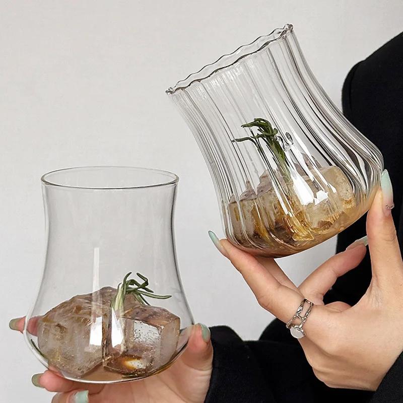 Glass Cup 500ML Heat-resistant Tumbler Drinkware Transparent Tea Juice Milk Coffee Mug Home Water Glasses Stripe Mug Gifts