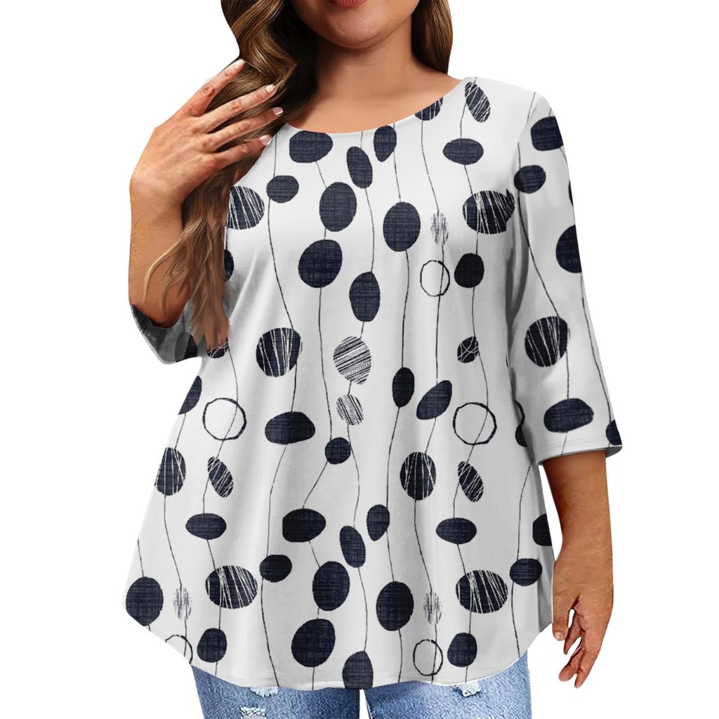 Women's Fashion Casual Round  Neck 3/4 Sleeve Oversized Top