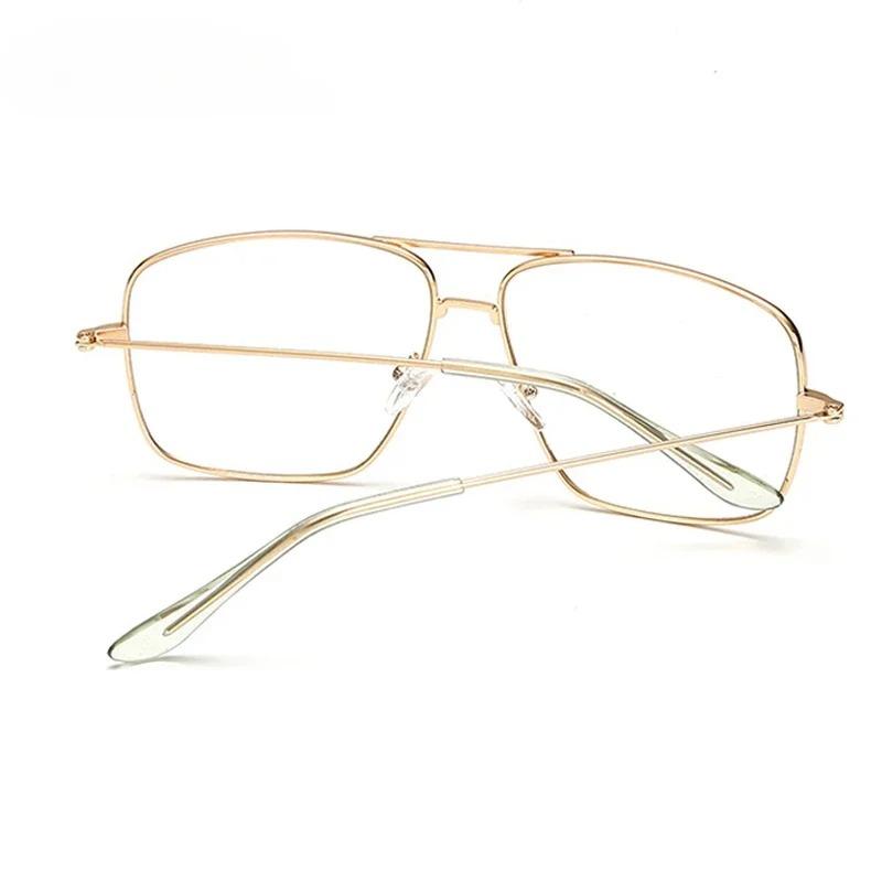 Okulary Vintage Metalowe Duże Oprawki Proste Modne Retro Płaskie Okulary Przeciwsłoneczne dla Mężczyzn i Kobiet Klasyczne Zwykłe Okulary Lentes