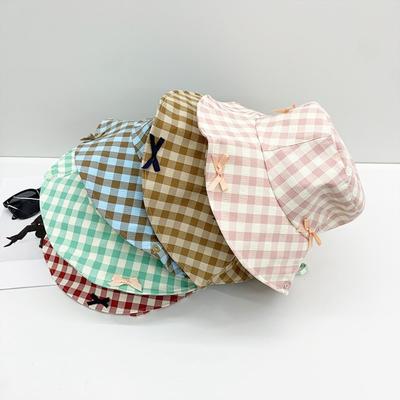 Fashion Sun Protection Hiking Fisherman Hat Versatile Big Brim Drawstring Sun Hat Visor Sunscreen Plaid Hiking Cap Travel
