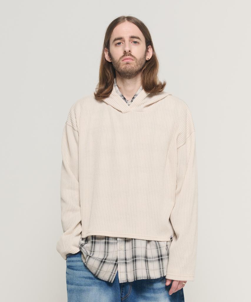 CARGOBROS Hooded Cropped Layered Long Sleeve Knit (Ivory)