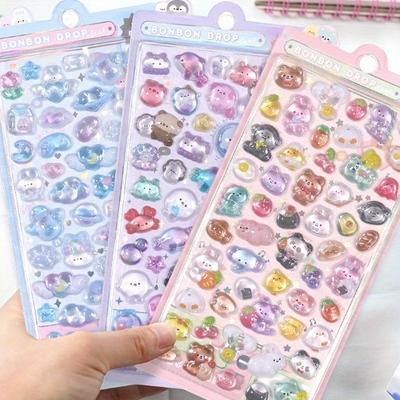 1 szt. Kreatywne Cukierkowe Duch Królik Wiszące Naklejki z Wypukłym Wzorem 3D Scrapbooking DIY Dziennik Naklejka Dekoracyjna Słodkie Estetyczne Naklejki