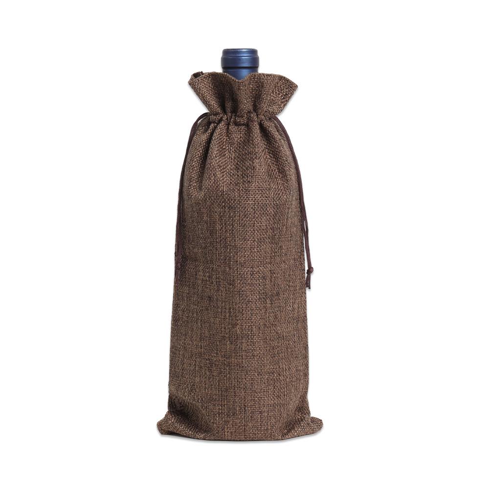 Multicolor Burlap Wine Gift Set with Drawstring Bag