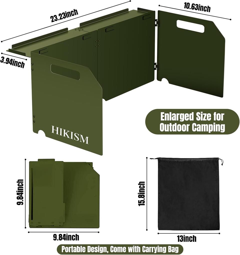 Camping Stove Windscreen, Lightweight Foldable Wind Blocker for Gas Stove, Navy Green
