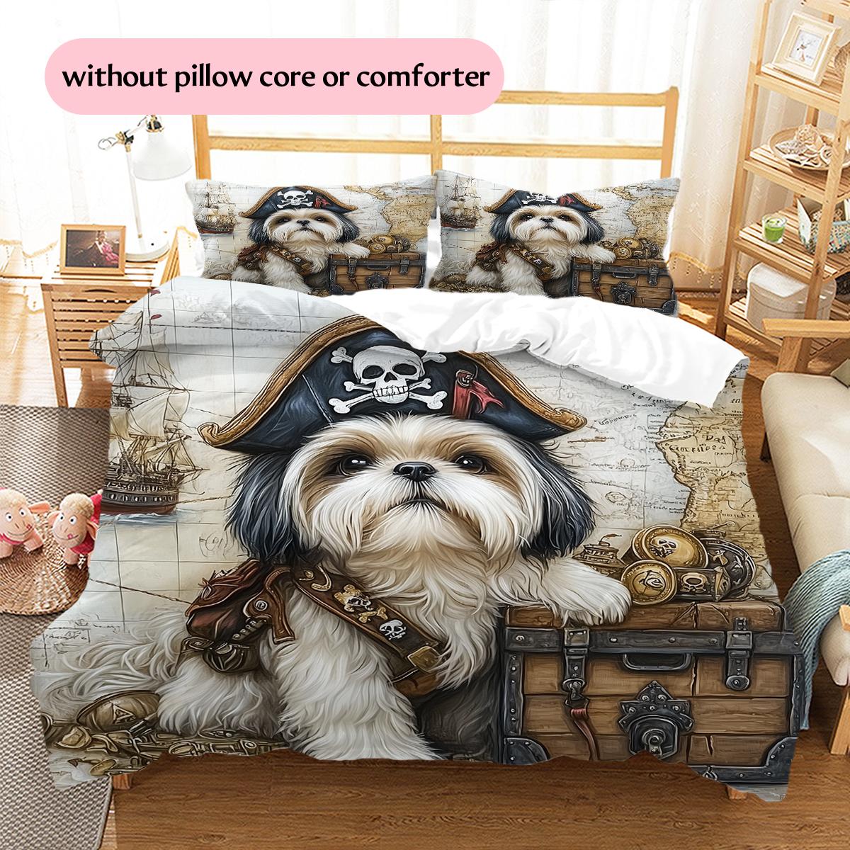 

Shih Tzu Oil Painting Pattern Bedding Home Decoration Birthday Gift (1 * duvet cover + 2 * pillowcase, without core) 135x200cm