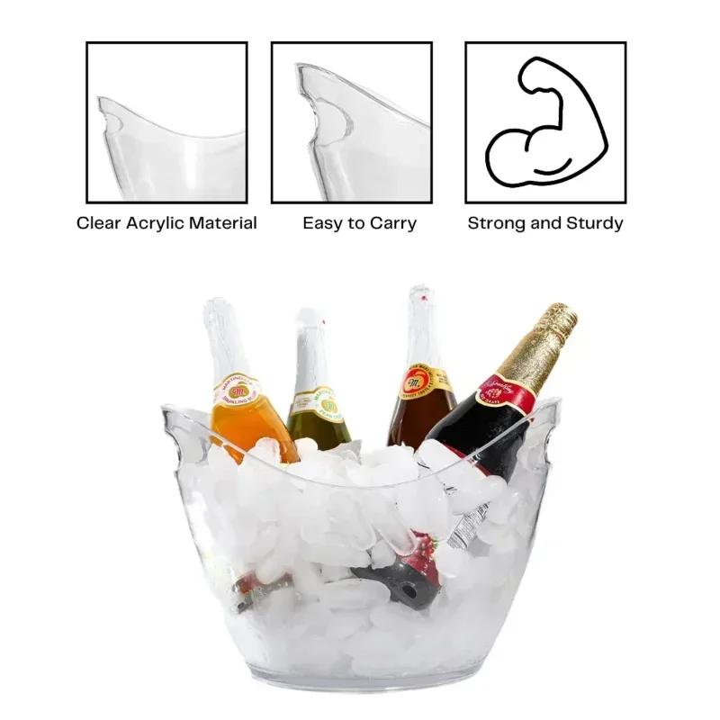Clear Ice Bucket Beverage Tub Hot Transparent Cooling Large Ice Bucket For Wine Champagne Bar Supplies for Family Reunion