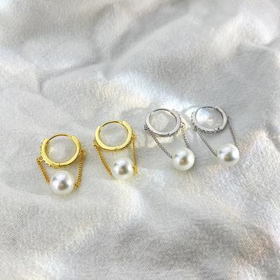 Pearl Tassel Ear Buckle Light Luxury High-end French Retro Earring Chain Earrings for Women