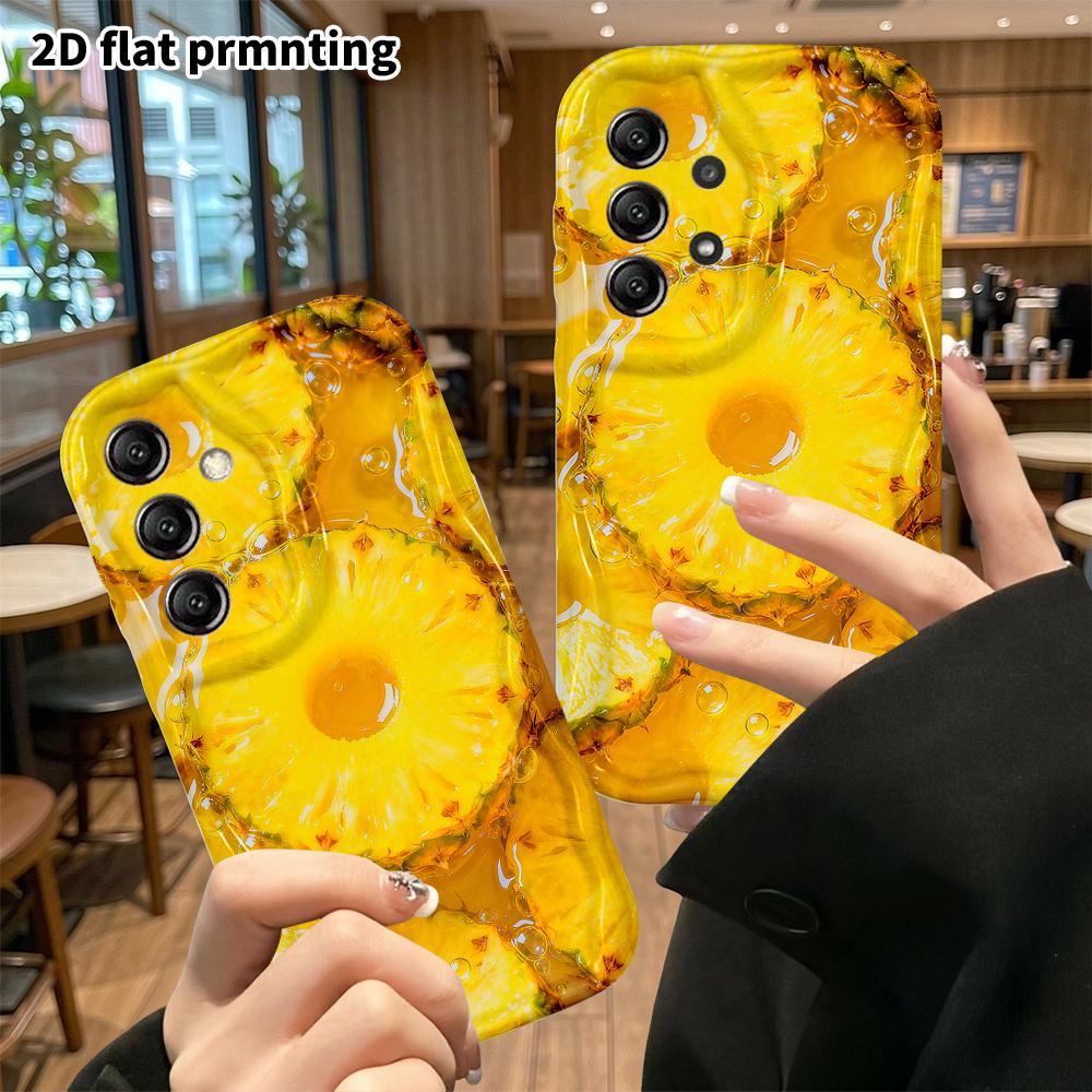 Phone Case: 2D Flat Samsung Galaxy A34 A35 S20 S22 S21 FE Plus Ultra Protective Case, Pineapple Slices, Christmas Halloween Holiday Gift