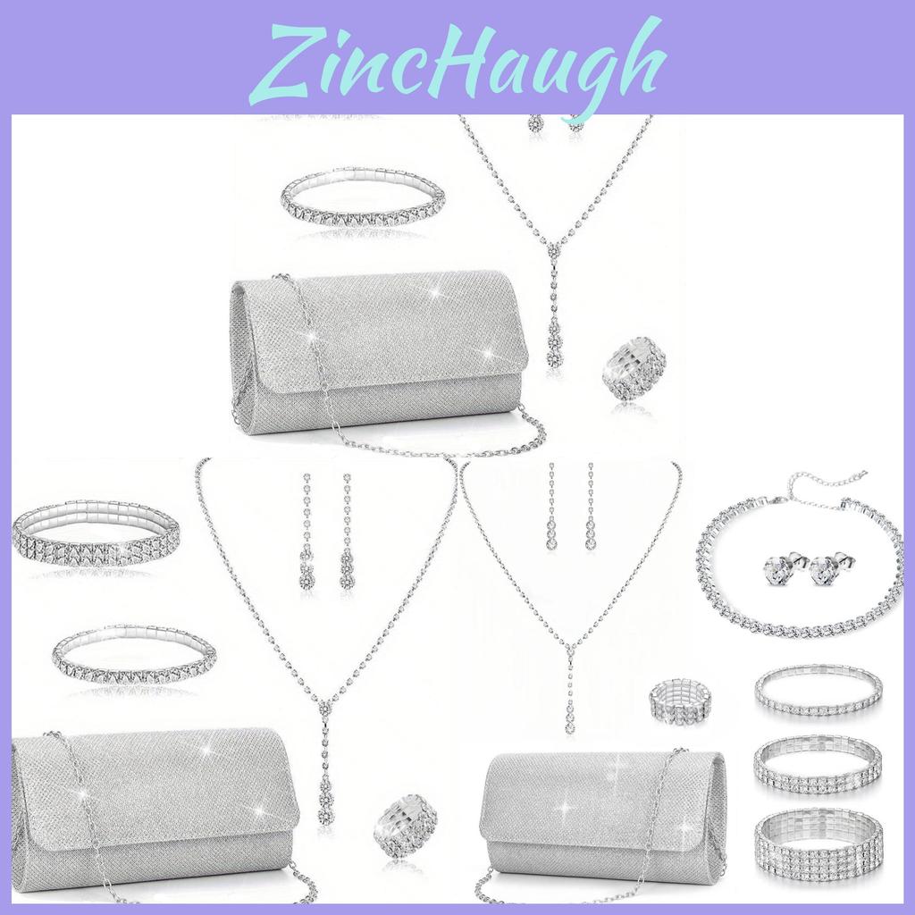 Silver Luxury Fashion Jewelry Set With Water Drilled Pendant For Wedding Events