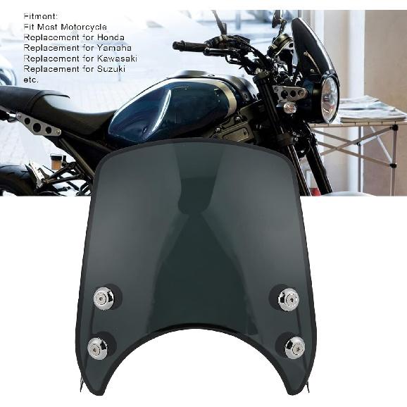 

Motorcycle Windshield, Fydun Retro Motorcycle Wind Deflector PC Material Universal Headlamp Fairing for 5-7in Headlight Black Motorbike Part