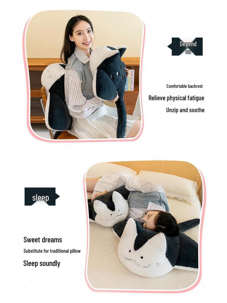 Kreatywna pluszowa poduszka w kształcie kota manty - Zabawna kreskówkowa zabawka płaszczka diabła na prezent urodzinowy dla dziewczynek