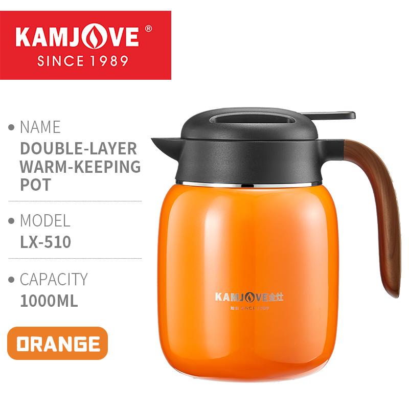 KAMJOVE Household Double-Layer Thermal Kettle Tea Set Suitable For Brewing Black Tea 316 Stainless Steel Liner Thermal Pot