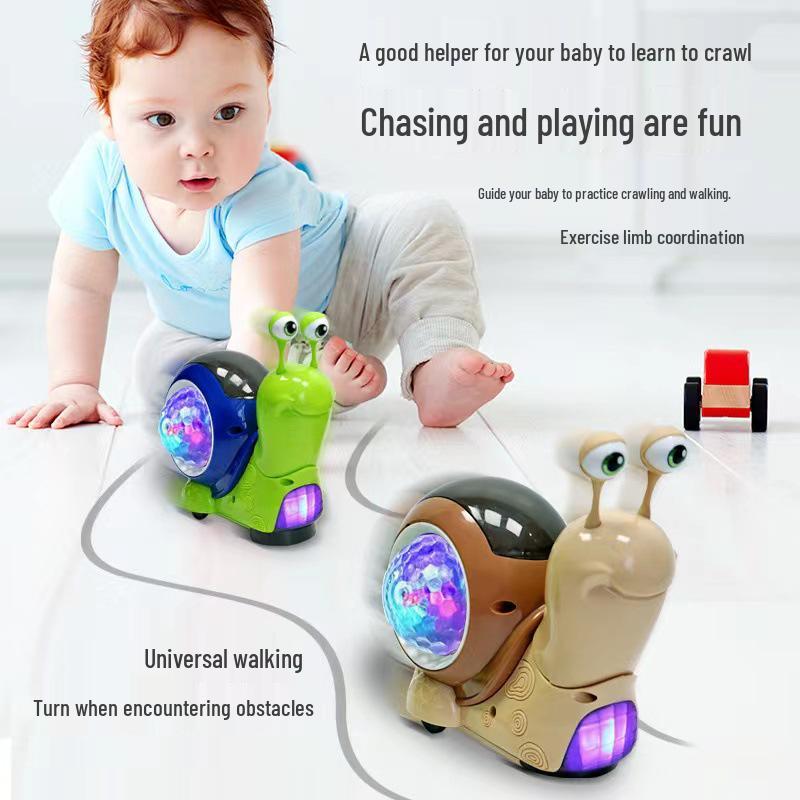 Electric Toy Snail with Automatic Obstacle Avoidance, Sound, Light, and Projection Features for Kids