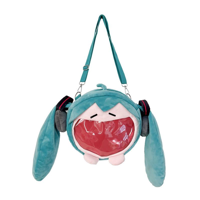 

-In Stock! Hatsune Miku Shoulder Bag Backpack Cute Anime Plush Cartoon Kawaii Knapsack Student Bag Packet Gifts Toys (As shown-9115)-