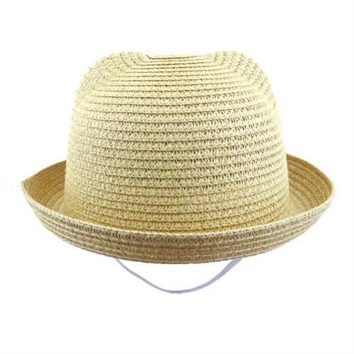 2018 Summer Baby Ear Decoration Lovely Children Character Solid Kid Floppy Panama Straw Hats Girls and Boys Sun Hat