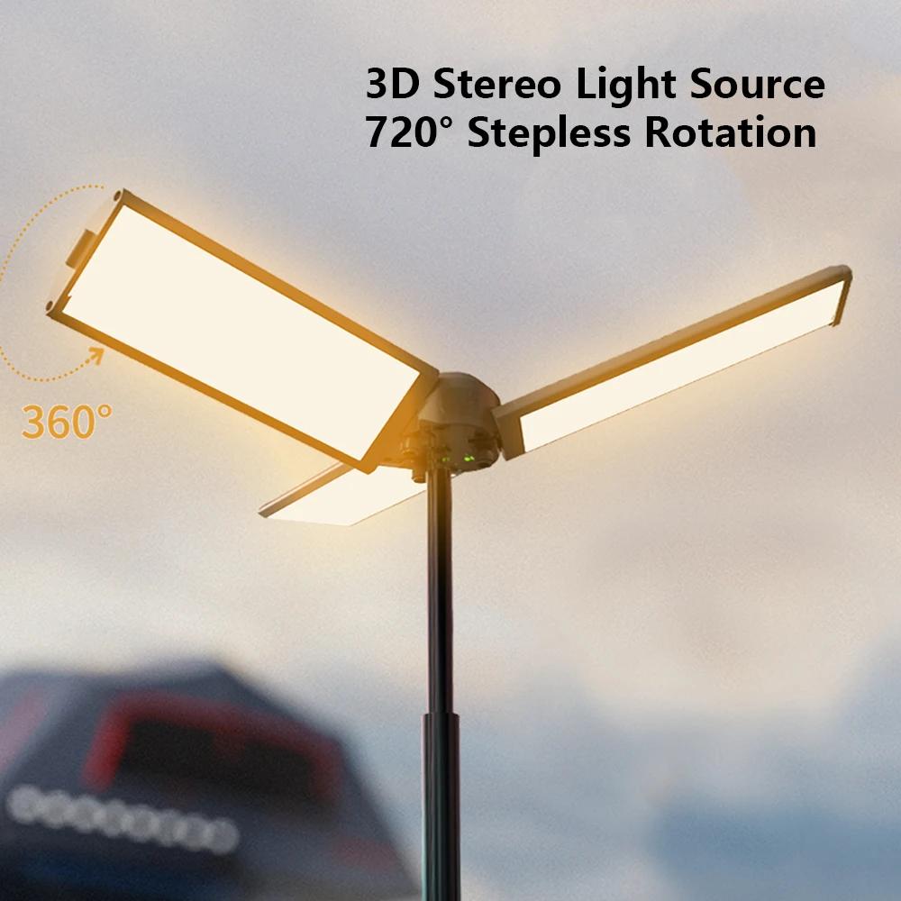 Telescopic Camping Lantern with Stand (40" Tripod) Rechargeable Camping Light 8000mAh & Lantern Flashlight 360° LED Heads