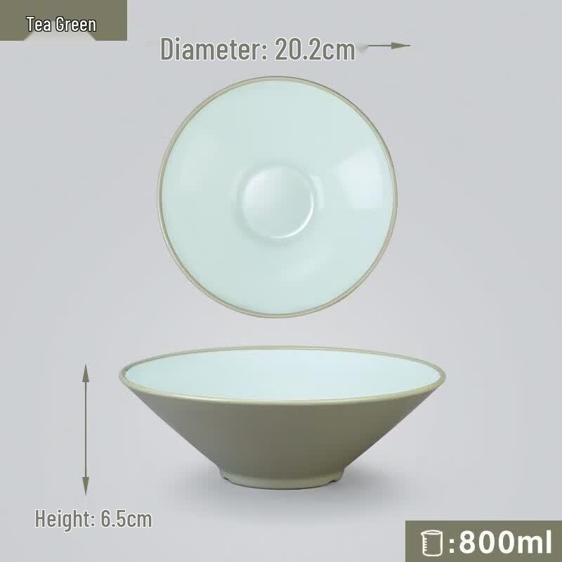 Commercial 8-inch Tea Green Melamine Conical Noodle Bowl