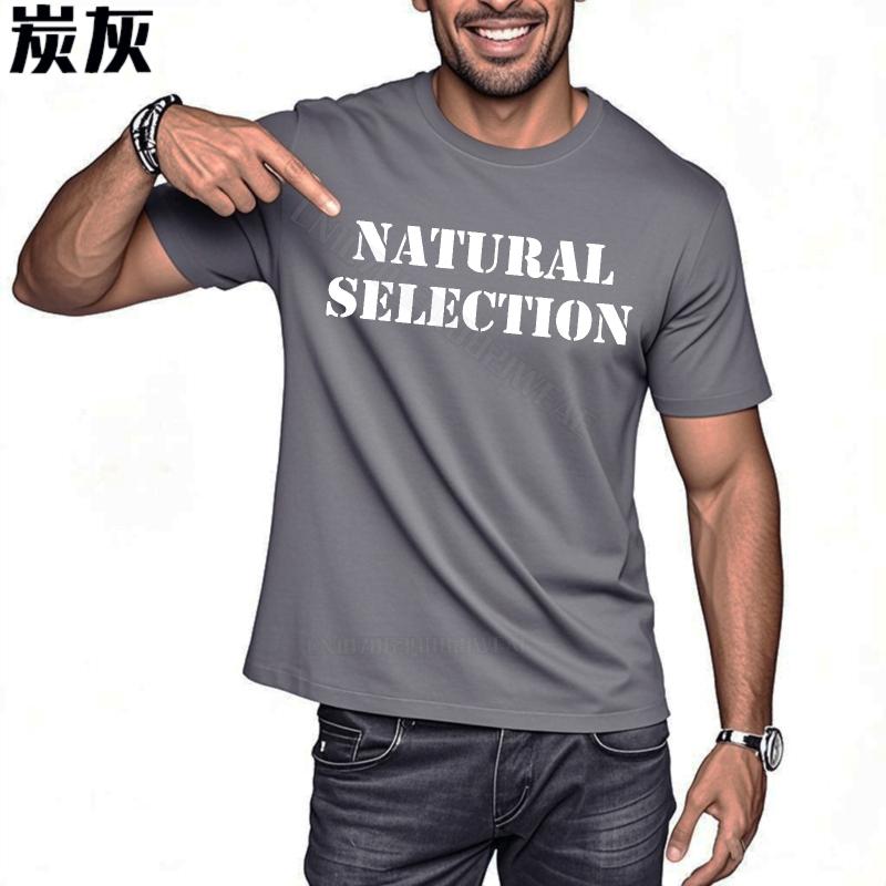 Man teeshirt Graphic Plus Size Tshirt Natural Selection Printed Text Summer Relaxed Fit Tshirt Cool Daily Wear Crew Neck