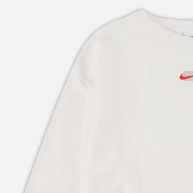 Nike Sweatshirt Round Neck Printed Long Sleeve Knit Sports Kids Tops White HJ0833-133