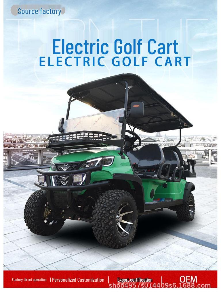 6-Seater Off-Road Electric Golf Cart, 72V Lithium Battery, 5kW Motor, 120km Range Sightseeing Vehicle