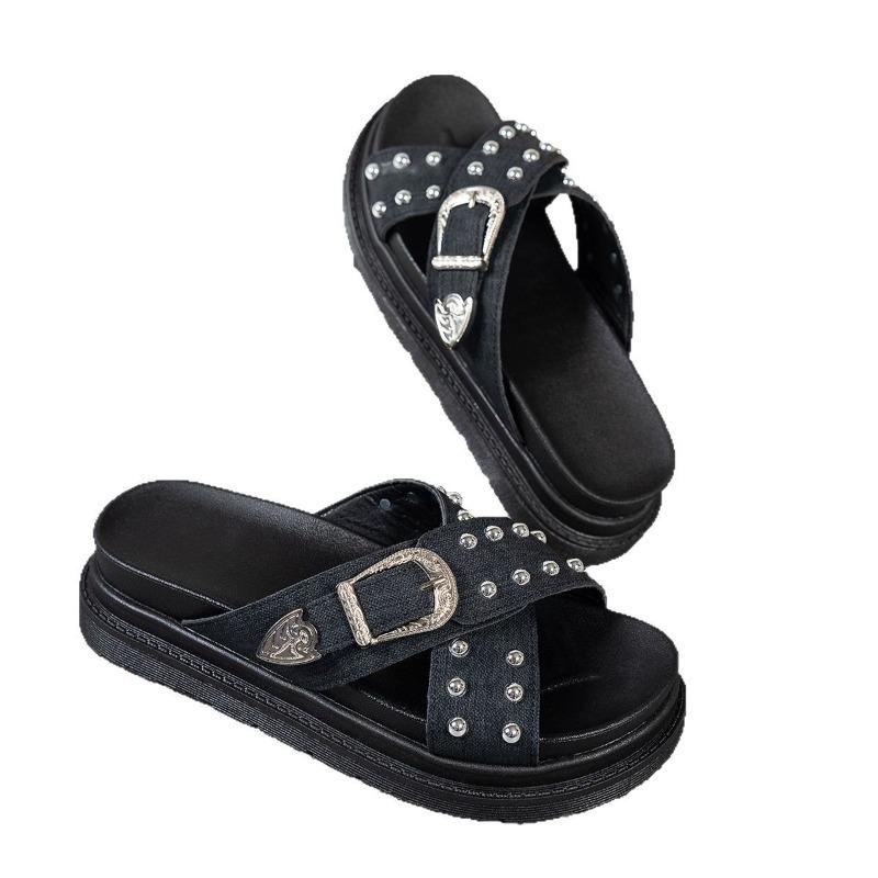 2026 Summer New Sexy Cross Thick Bottom Fashion Casual Beach Sandals
