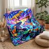Dinosaur Fantasy Landscape Blanket Personalized Name Flannel Blanket Soft Cozy Plush Throw for Sofa Bed Lightweight Home Decor