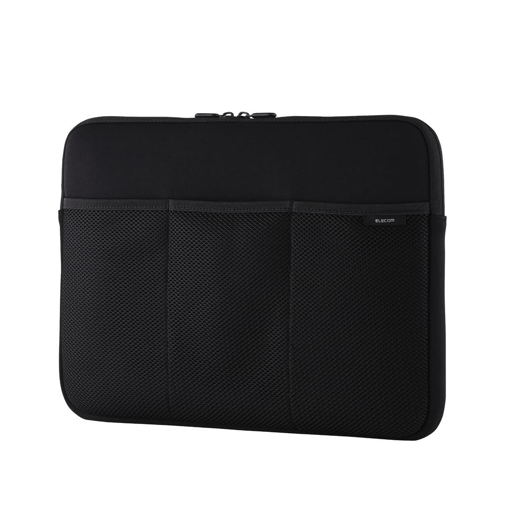 ELECOM Neoprene Laptop Inner Case, 15.6-inch, 3-Pocket Bag, Black, BM-IB3PT15BK