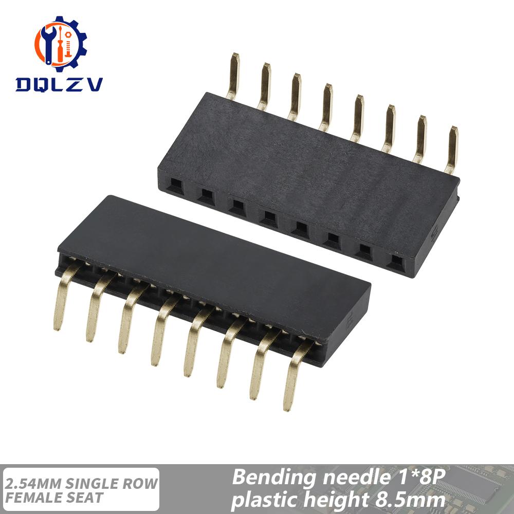 2.54mm Single Row Female Right Angle Pin Header Socket 1*2/3/4/5/6/7/8/9/10/20/40Pin Connector For Arduino