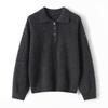 Long-sleeved Woolen Sweater for Women, Casual and Relaxed, with An Elegant V-neck Knitted Top.