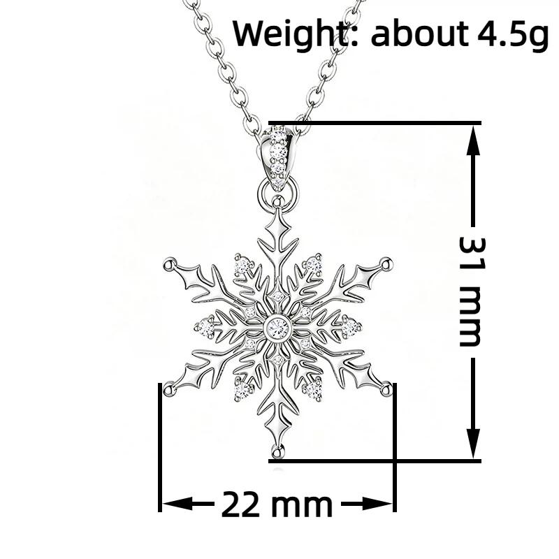 Women Silver Color Hollow Snowflake Pendant Necklace Inlaid Clear Cubic Zirconia Winter Xmas Holiday Wear Jewelry Gift earrings