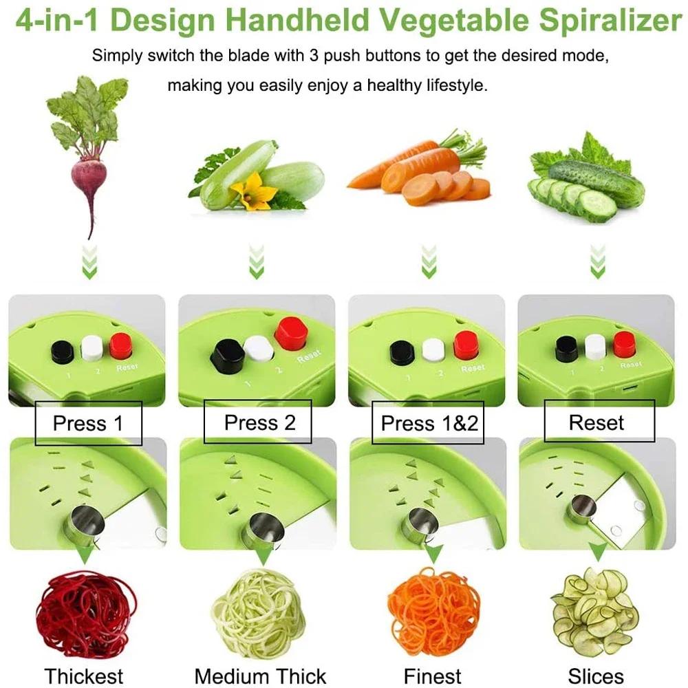 Handheld Spiralizer Vegetable Fruit Slicer Adjustable Spiral Grater Cutter Salad Tools Rotary Grater Kitchen Items