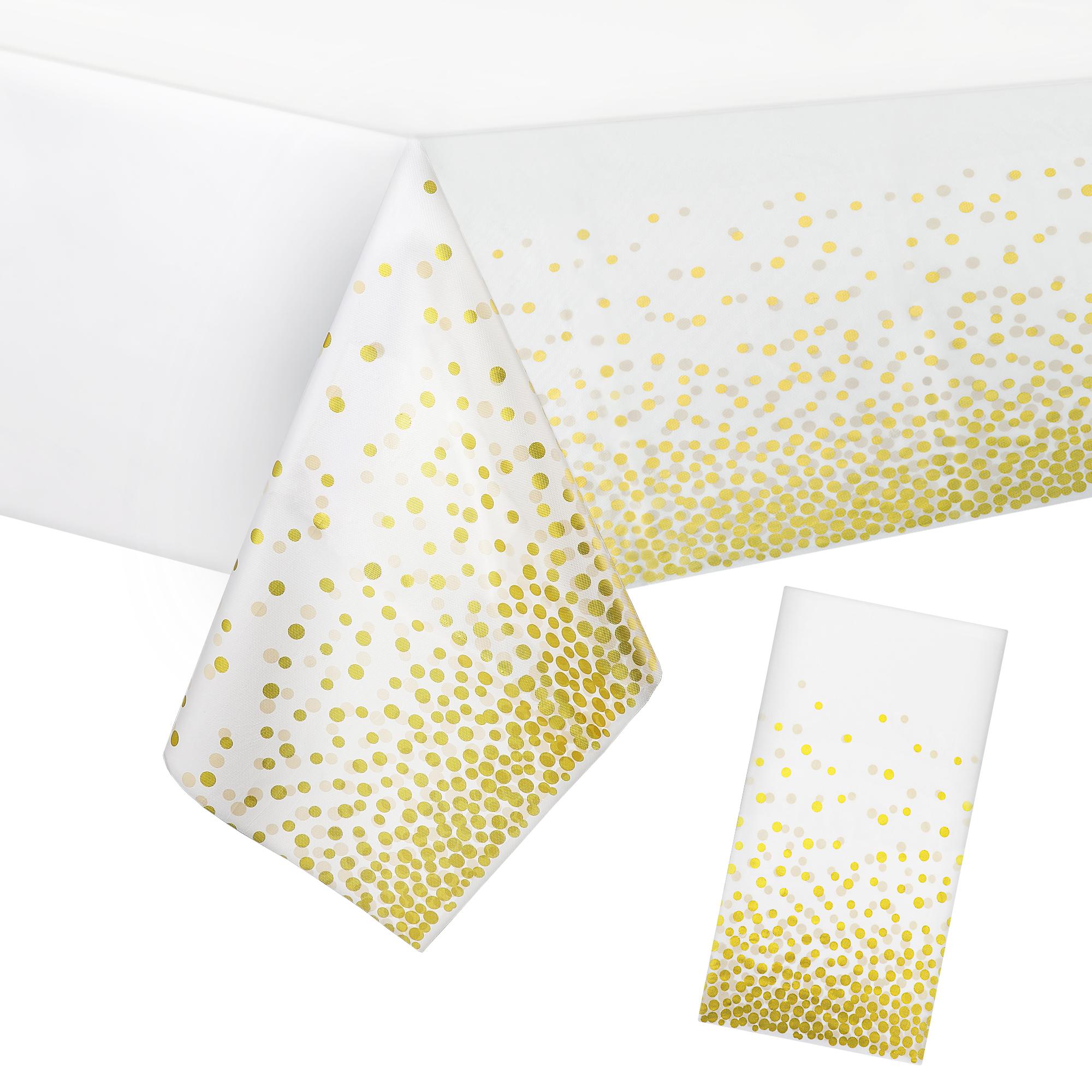 137x274cm Party Table Cloths Disposable Waterproof Gold Dot Disposable Tablecloths PEVA Plastic Table Cloth Engagement Party